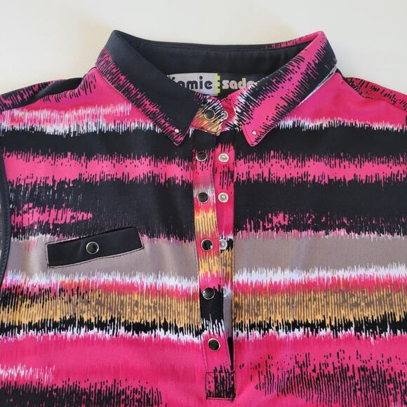 Jamie Sadock Polo Shirt Womens Small Black Pink Sleeveless Golf Tennis - Picture 2 of 7